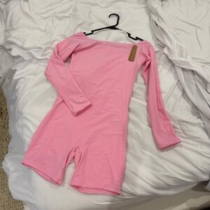 SKIMS Bubblegum Pink Open Back Onesie